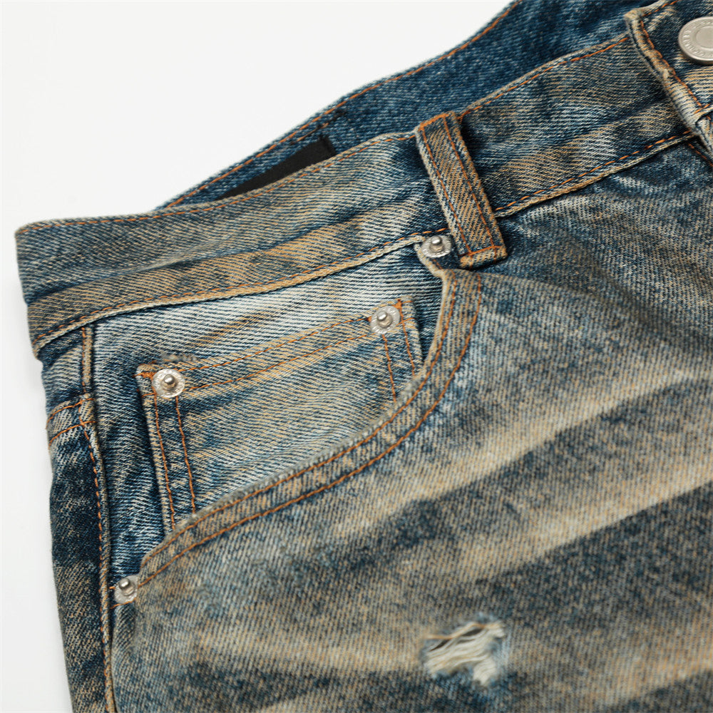 Men's Distressed Heavy-Duty Denim Pants