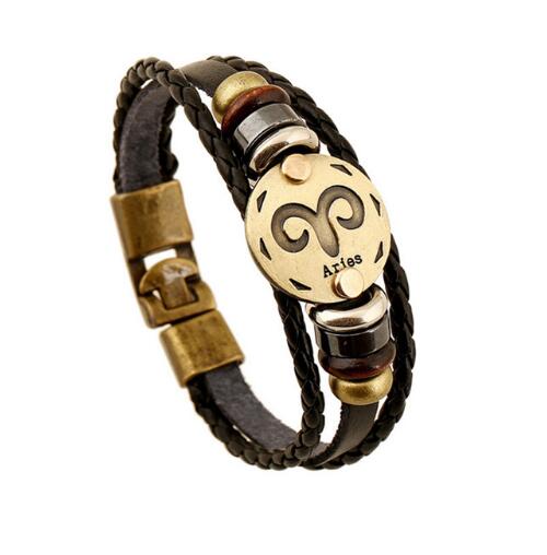 Bronze Alloy Buckles Zodiac Signs Bracelet