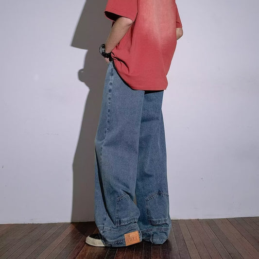 Loose Washed Micro Flared Straight Leg Floor Pants