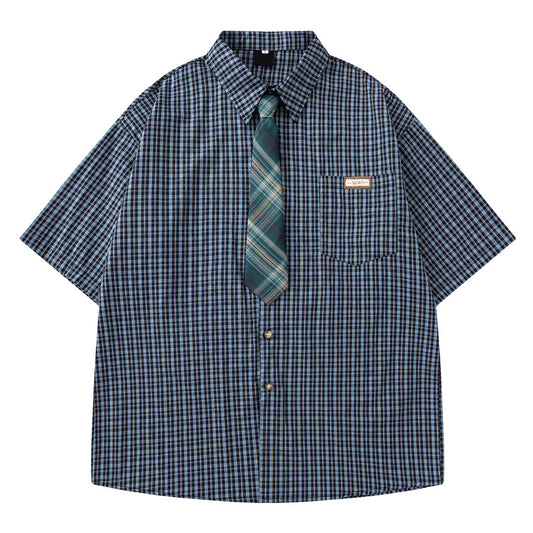 Short Sleeve Shirt for Men and Women Casual Loose Couple Blouse