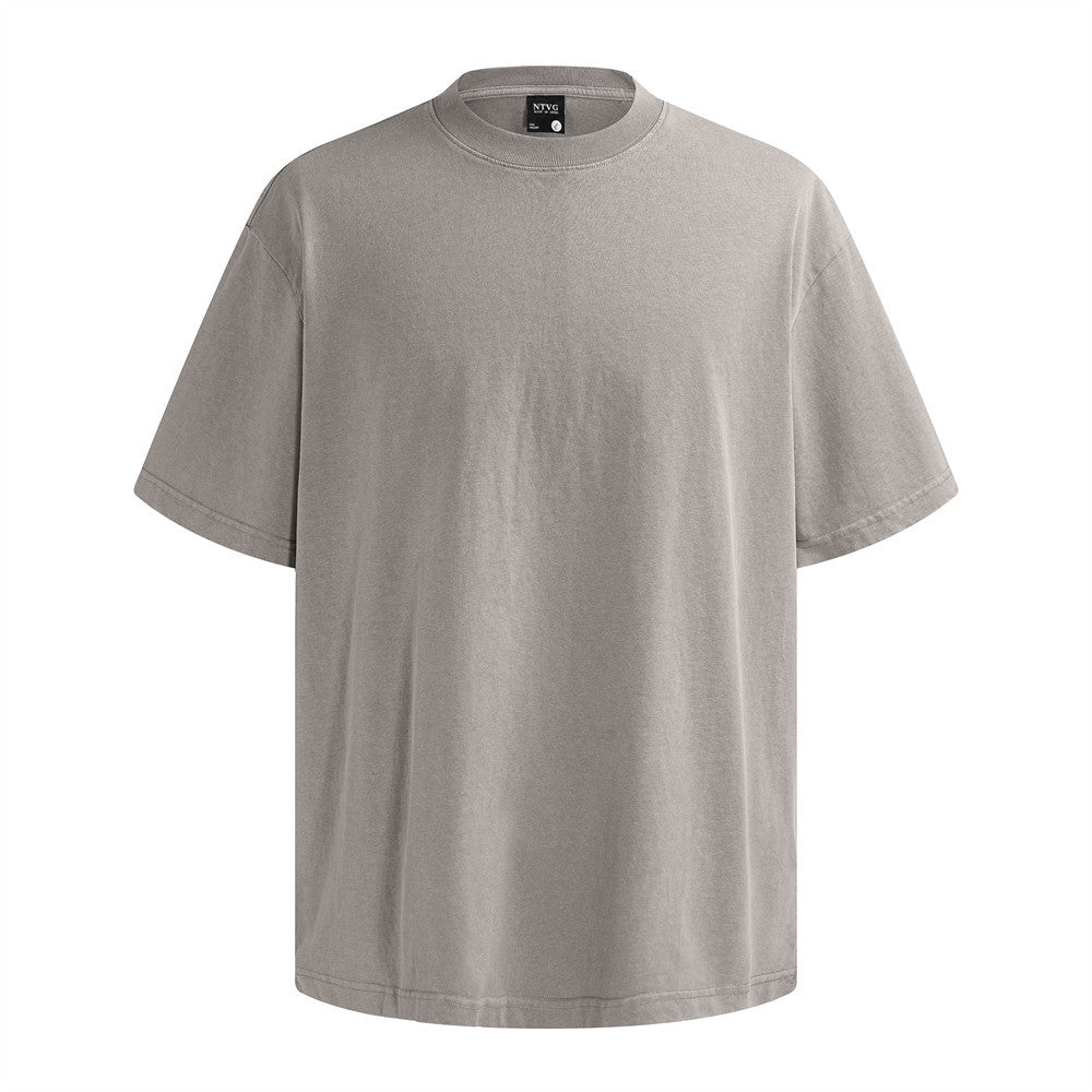 Washed Solid-Color Short-Sleeve Shirt