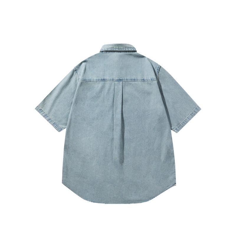 Embroidered Washed Denim Shirt