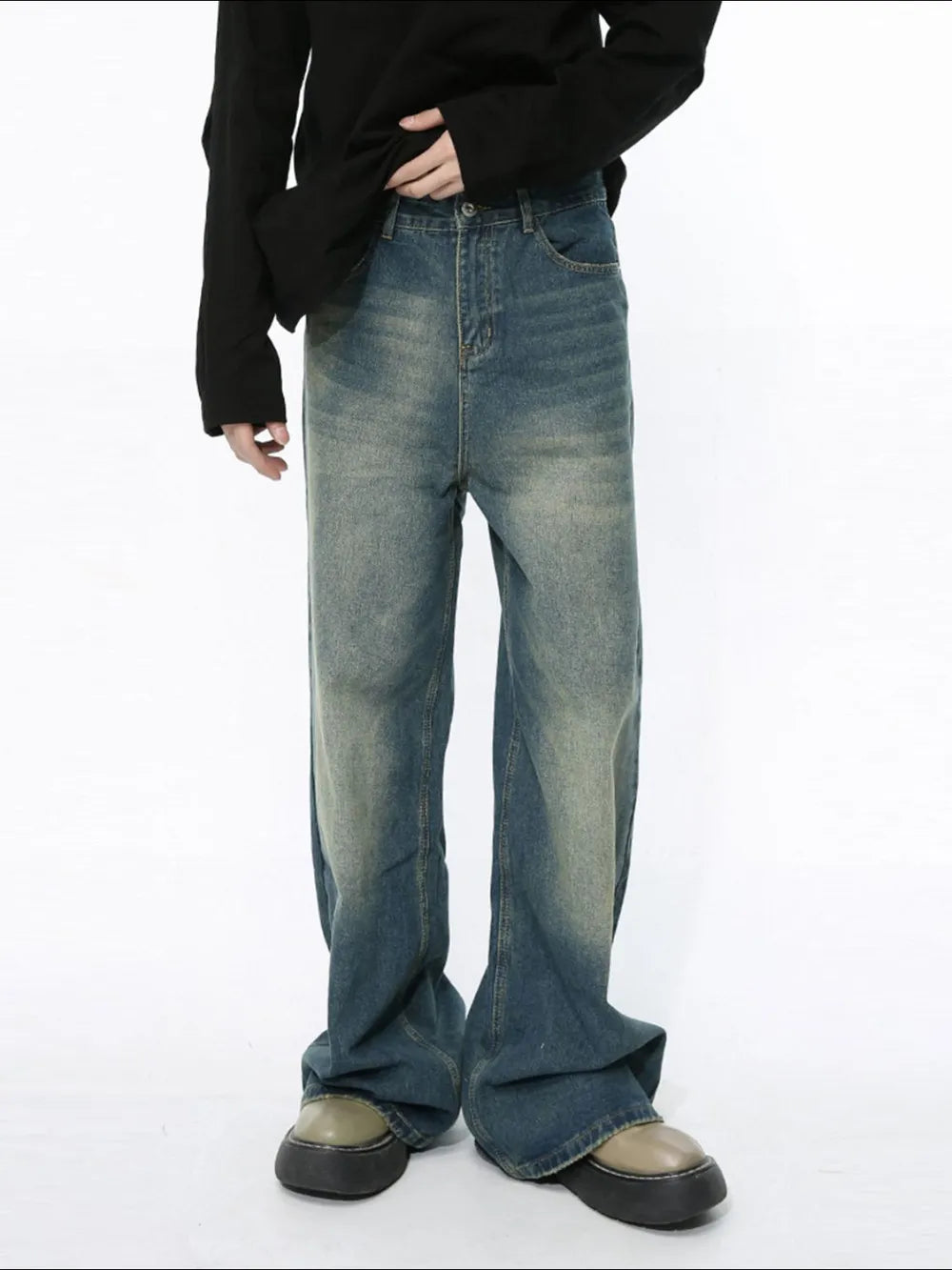 Premium Wide Leg Jeans with Pockets - Japanese Denim