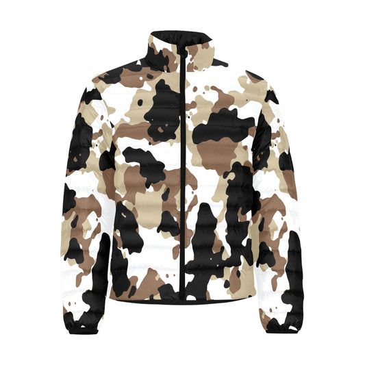Brown Cow Camo Puffer Bomber Jacket