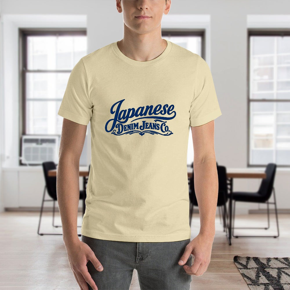 Japanese Denim Jeans Co. Men's Short Sleeve 100% Cotton T-shirt - Cream