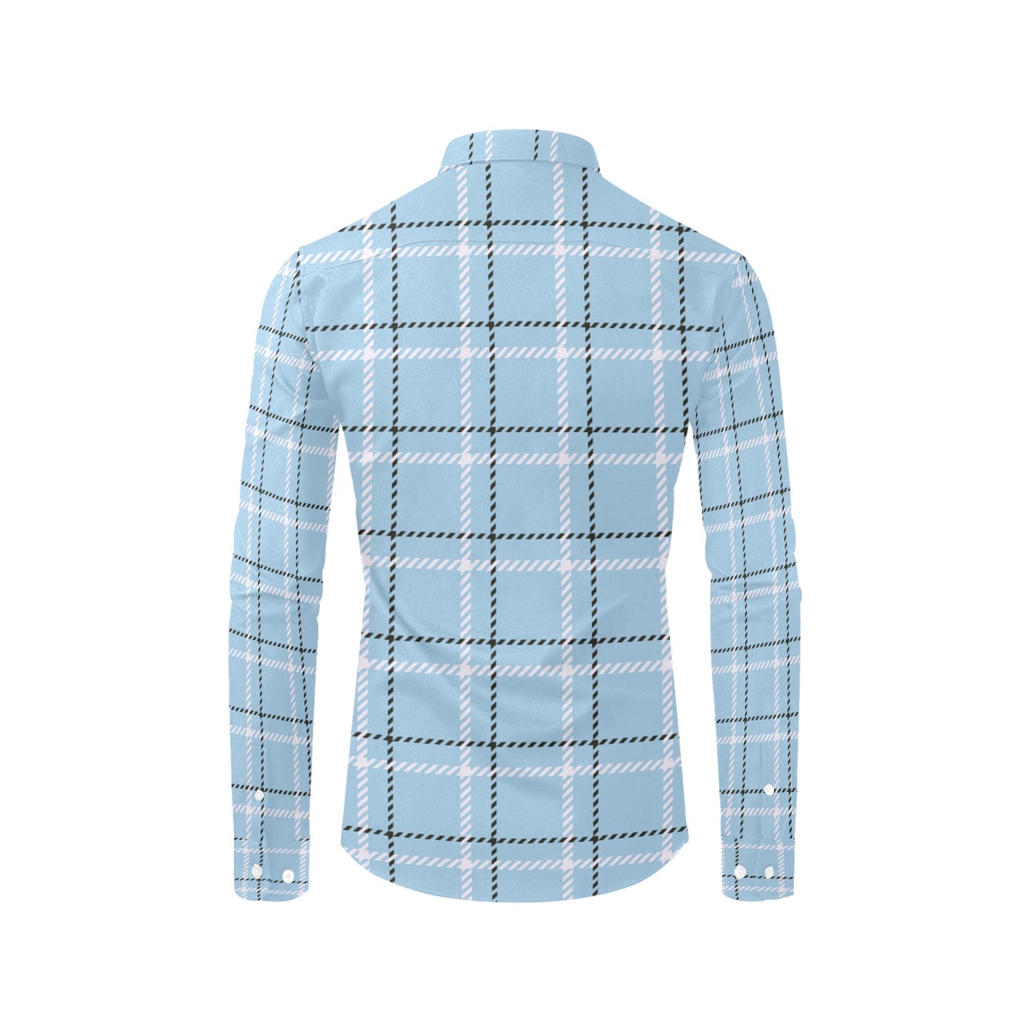 Light Blue Plaid Men's All Over Print Long Sleeve Shirt