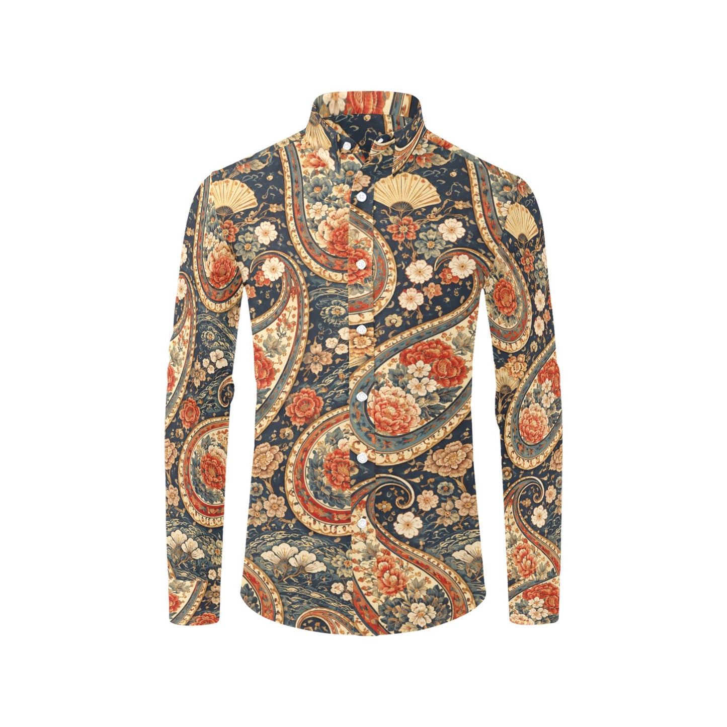 Japanese Paisley Men's All Over Print Long Sleeve Shirt