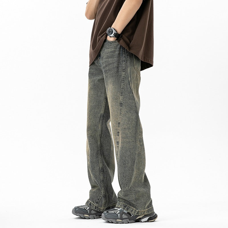 Men's Summer Cleanfit Distressed Washed Micro Flared Denim Pants