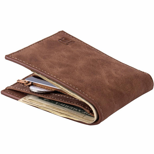 Men's Wallet with Coin Bag, Zipper Small Money Purses, Slim Dollar Purse Money Clip Wallet