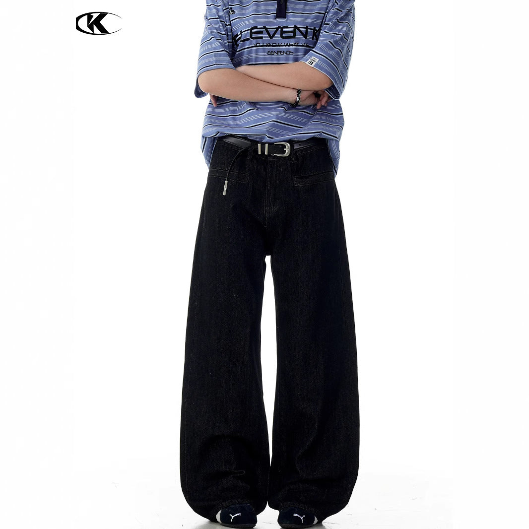 Red Edge Black Original Jeans - Unisex A-Line Straight Loose Long Pants