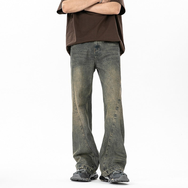 Men's Summer Cleanfit Distressed Washed Micro Flared Denim Pants