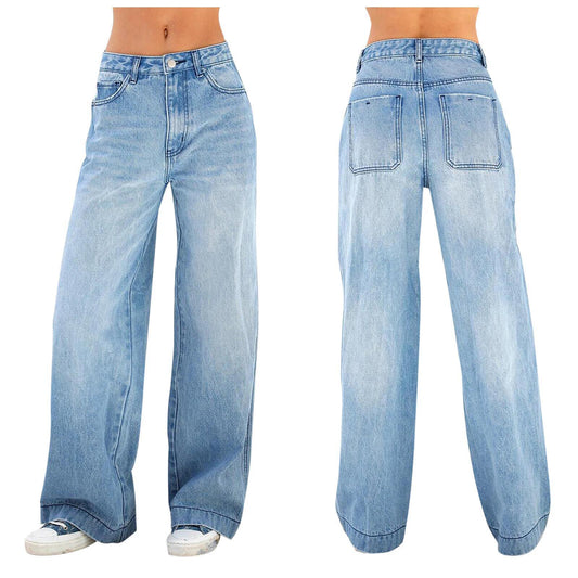 High-Waisted Loose Wide-Leg Women's Jeans