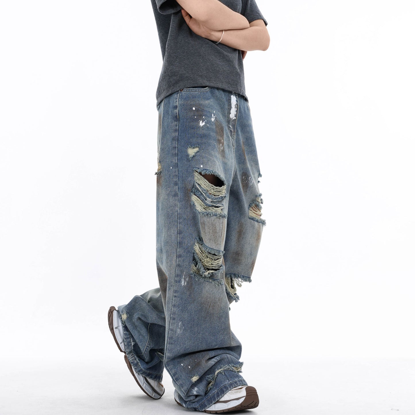 Personalized Graffiti Ripped Jeans - Unique Denim Fashion