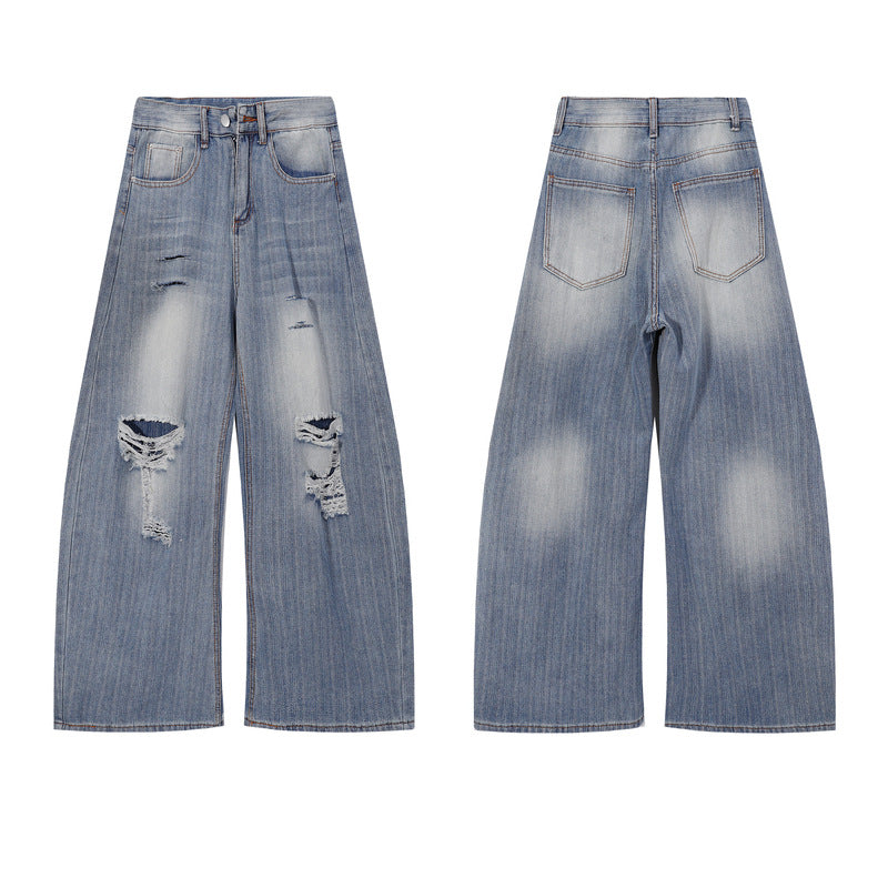Unisex Wide Leg Denim Pants -  Loose Scythe Design