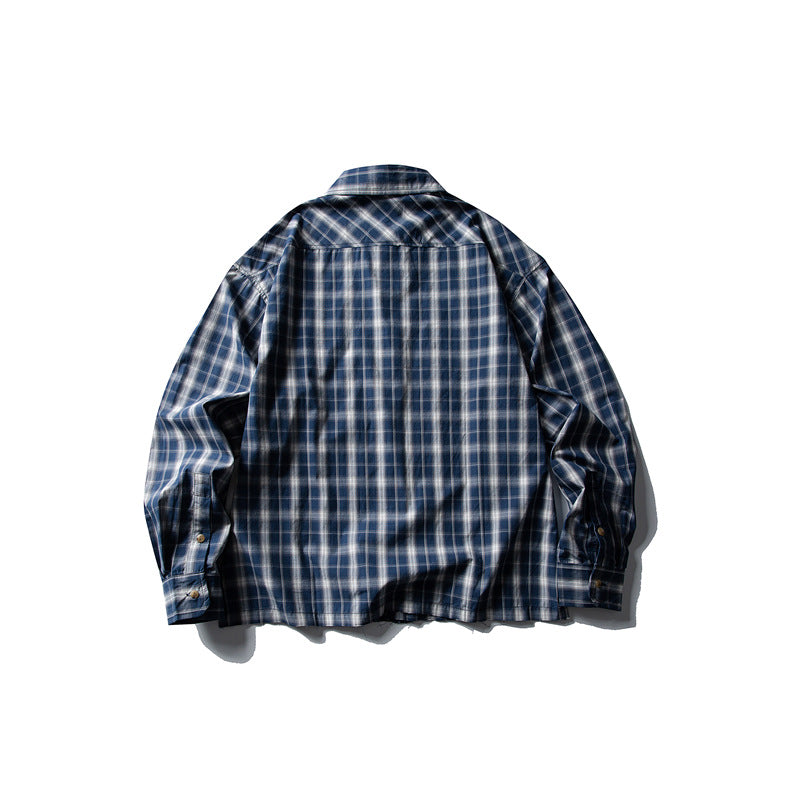 Loose Fringed Long Sleeved Checkered Shirt for Men and Women