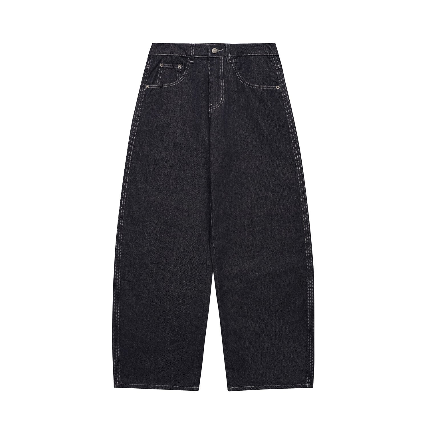 Washed Loose Wide-Leg Relaxed Slash Denim Pants