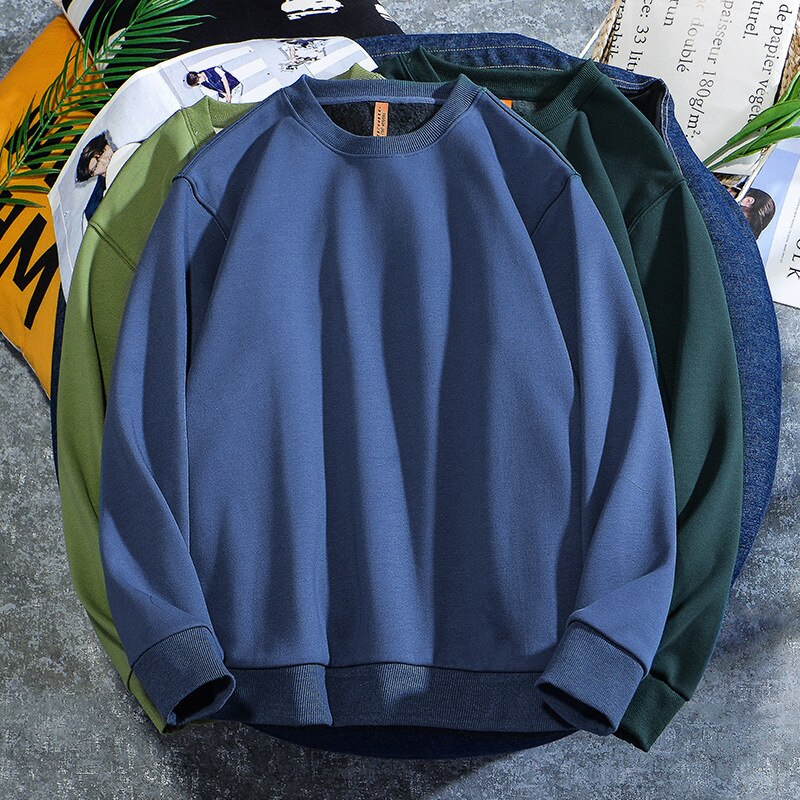 Men's Casual Cotton Fleece Long Sleeve Hoodie Sweatshirt Round Neck Multicolor