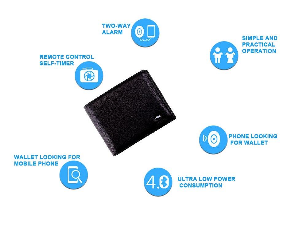 Wallet for Men - Genuine Leather, High Quality, Anti-Lost Intelligent Bluetooth