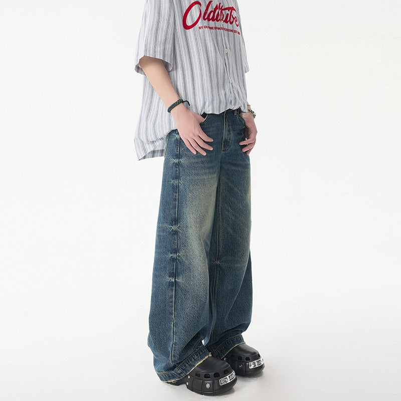 Premium Washed Pattern Straight Leg Casual Jeans for Men