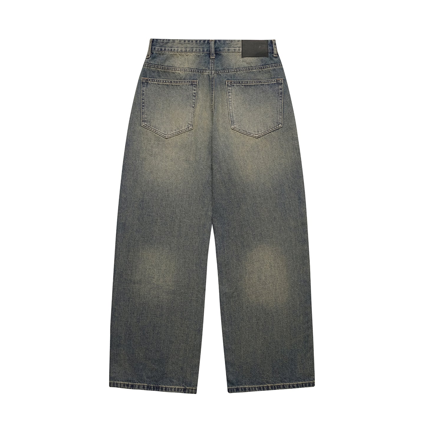 Washed Distressed Yellow Mud Dye Ripped Loose Jeans