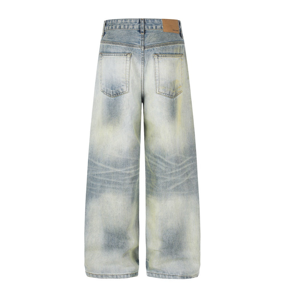 Men's Gradient Washed Straight Fit Denim Pants — Streetwear Casual Blue