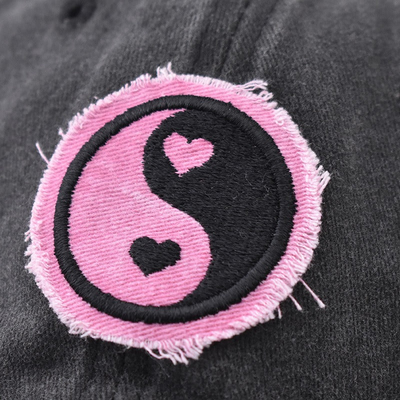 Yin and Yang Symbol Pure Cotton Washed Embroidered Baseball