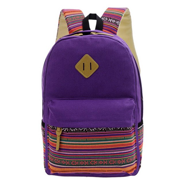 Canvas Backpack Durable School Bag With Metal Accents