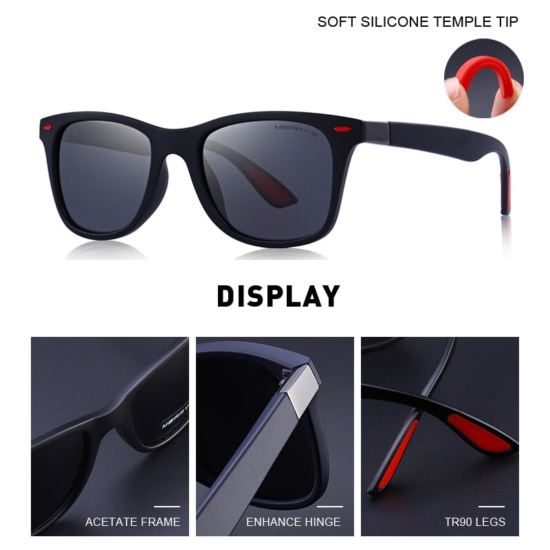 Classic Retro Polarized Sunglasses - Lightweight Square Frame - UV Protection