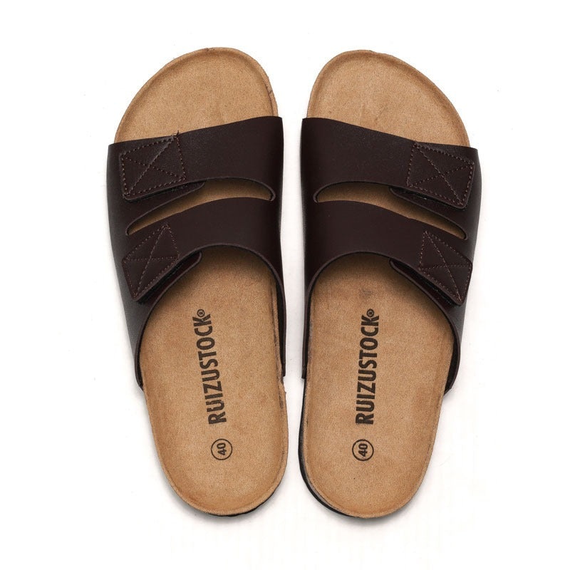 Men's Japanese Style Cork Sandals - Velcro Clasp