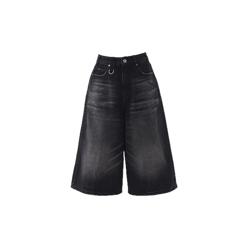 Women's Casual Loose Slimming Pear-Shaped Denim Mid-Length Trousers