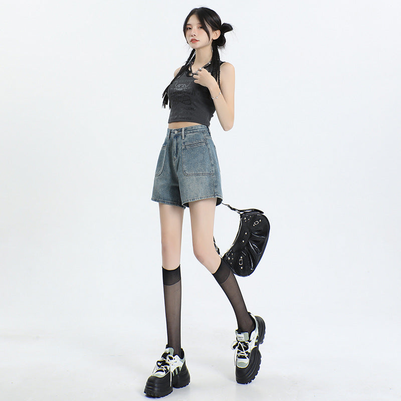 Women's High Waist Loose Wide Leg Denim Shorts