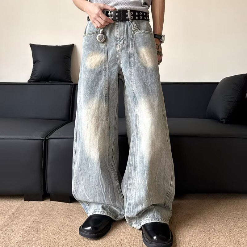 Loose Wide Leg Denim Pants – Curved Knife Design