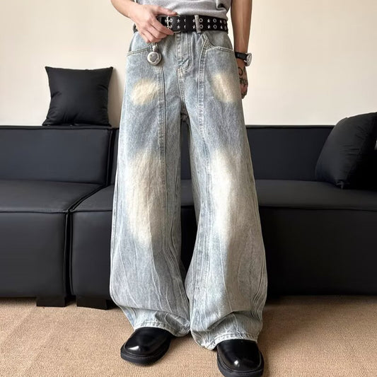 Loose Wide Leg Denim Pants – Curved Knife Design