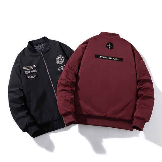 Quilted Bomber Jacket - Embroidered Patches