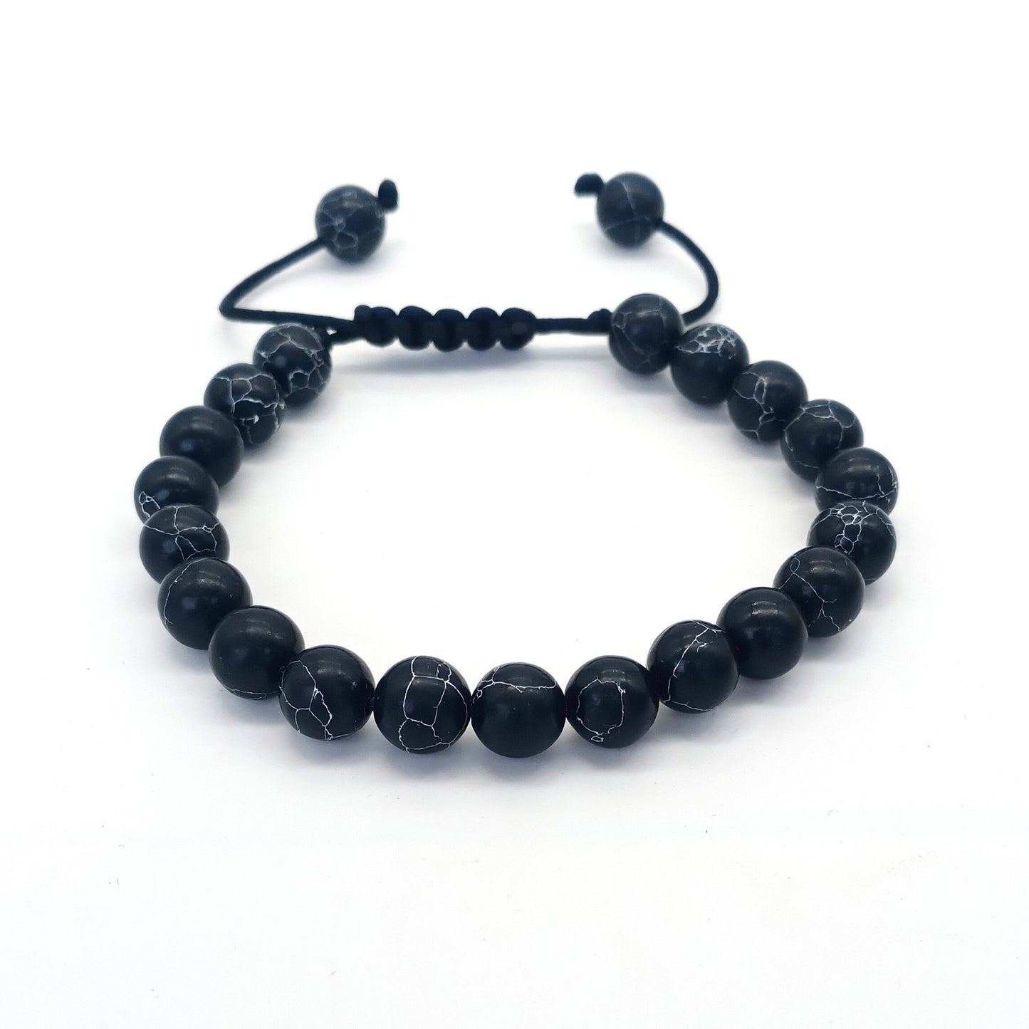 8mm Tiger Eye Stone Beads Bracelet - Adjustable Braided Rope Bangles