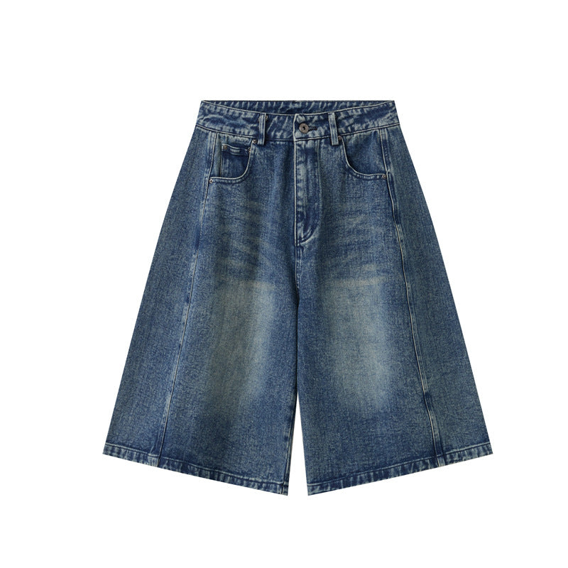 Wide-Leg Denim Shorts for Men and Women - Summer Loose Straight Leg Five-Point Pants