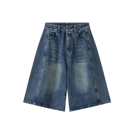 Wide-Leg Denim Shorts for Men and Women - Summer Loose Straight Leg Five-Point Pants