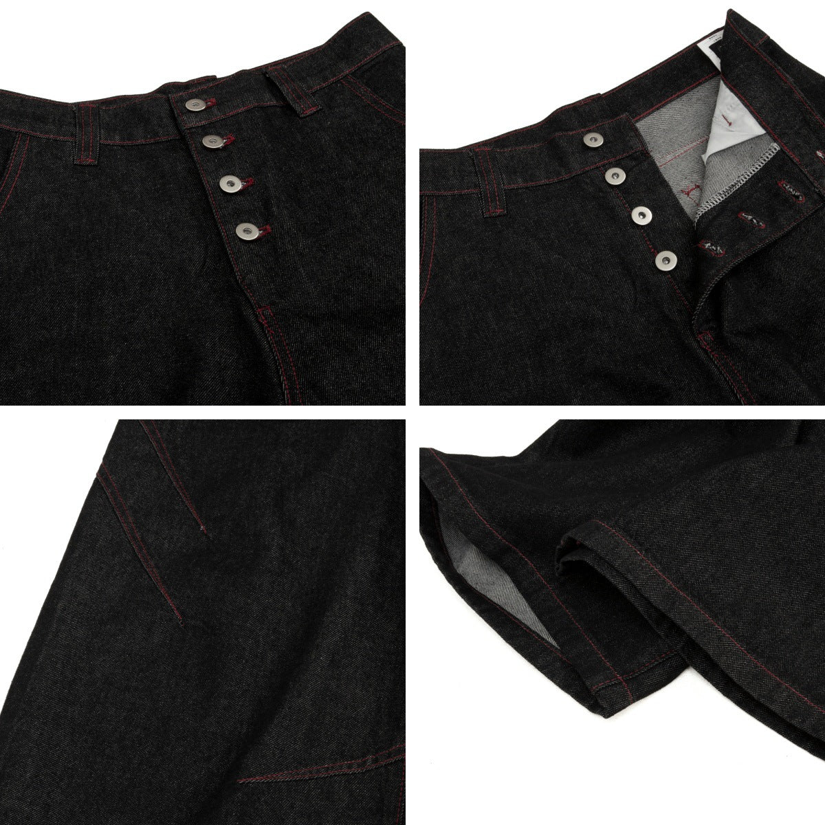 Luxury High-Waisted Deconstructed Denim Pants with Buttons