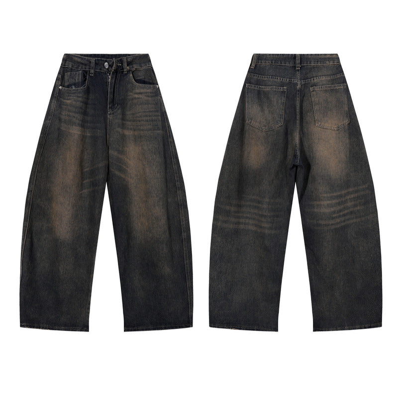 Premium Black Tapered Jeans for Men and Women - Wide Leg Loose Drape