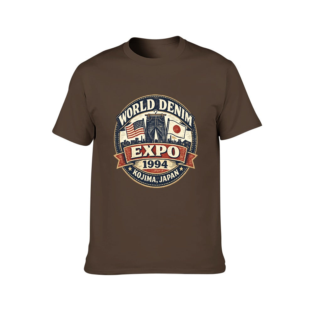 World Denim Expo 1994 Short Sleeve Cotton T Shirt - Brown