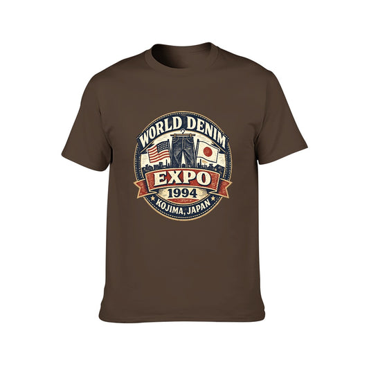 World Denim Expo 1994 Short Sleeve Cotton T Shirt - Brown