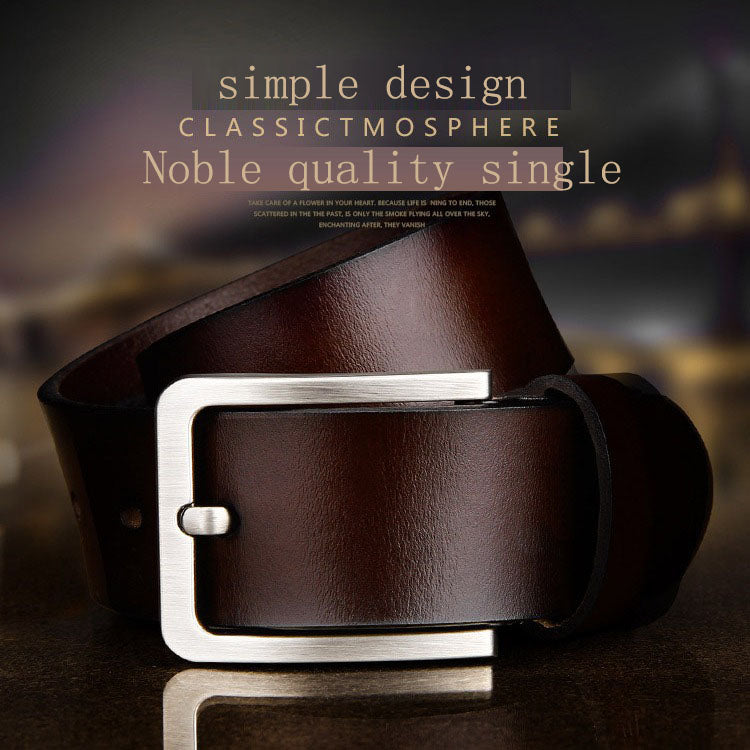 Men's Genuine Leather Belt - European and American Retro Pin Buckle Belt - Versatile Thick Cowhide Trouser Belt - Father's Day Gift