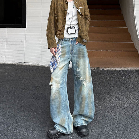 Loose Slightly Flared Slim and Wide Leg Denim Pants
