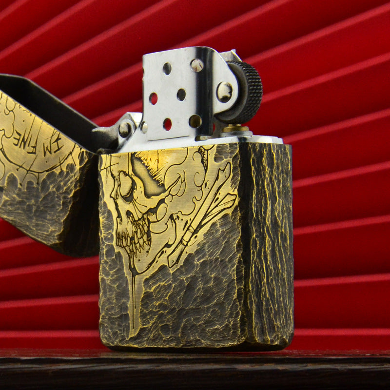 Brass Side Skull Kerosene Lighter