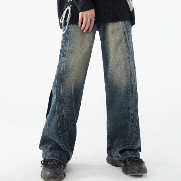 Premium Spliced Denim Loose Wide Leg Pants for Men