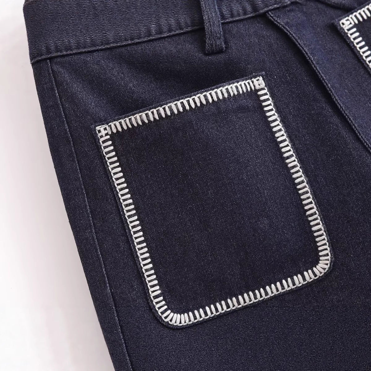 Women's Summer Denim Shorts - Dark Blue