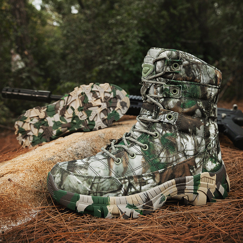High Top Outdoor Camouflage Boots for Men - Hiking Training Boots