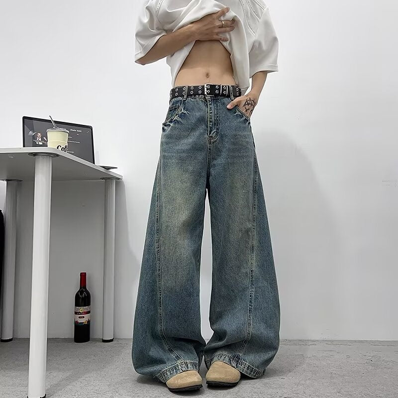 Vintage Denim Loose Fit Slimming Casual Wide Leg Pants