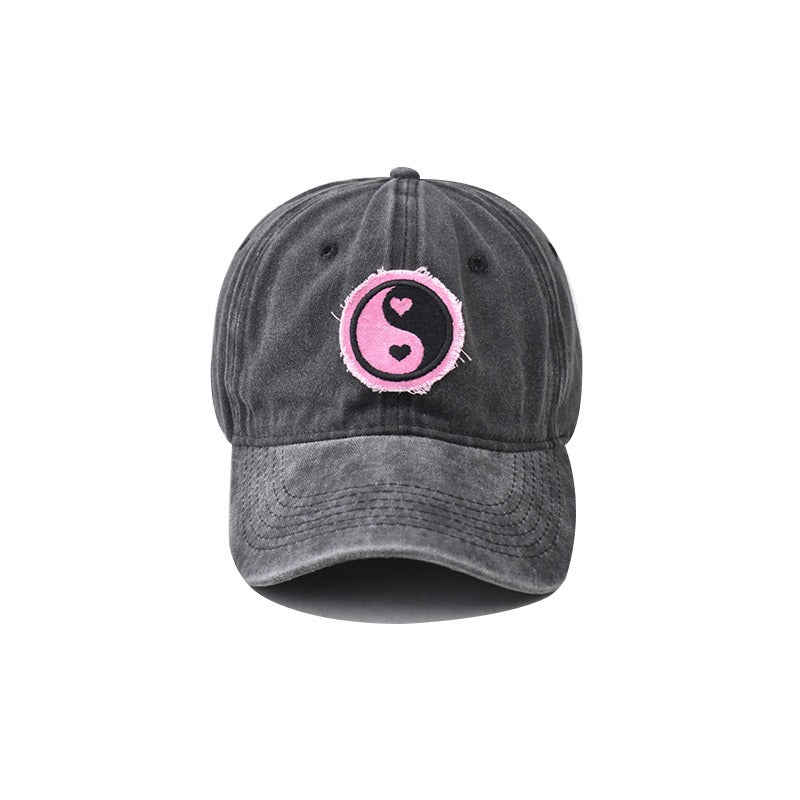 Yin and Yang Symbol Pure Cotton Washed Embroidered Baseball