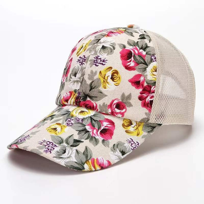 Small Floral Cloth Peony Baseball Cap Duck Bill Hat